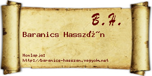 Baranics Hasszán névjegykártya